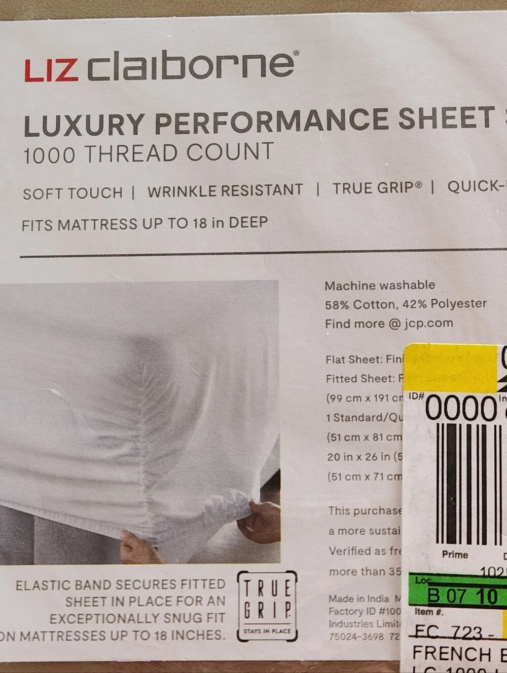 NIP Liz Claiborne 1000 Thread Count Twin Sheet Set French Bread Luxury
